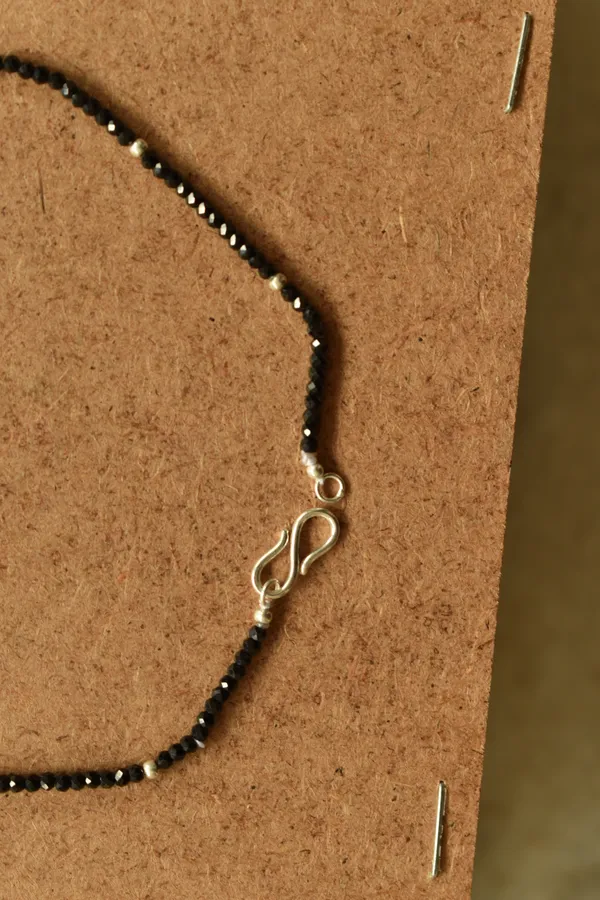 Black_Spinel_Sterling_Silver_Beaded_Anklet_For_Women