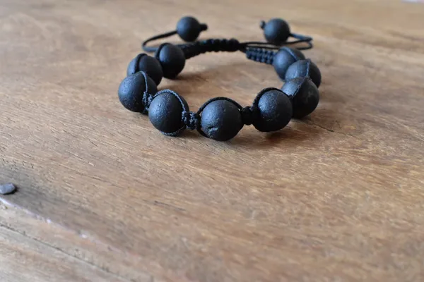 Black_Tourmaline_Wax_Thread_Adjustable_Beaded_Bracelet_Unisex