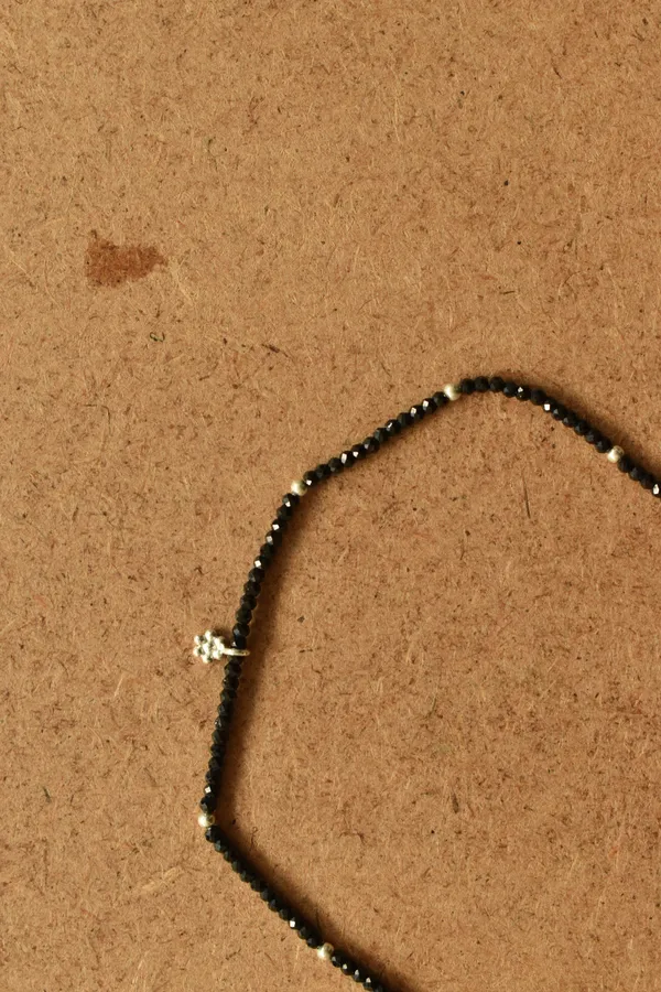 Black_Spinel_Sterling_Silver_Beaded_Anklet_For_Women