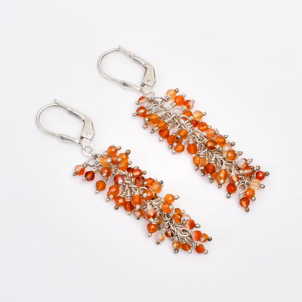 Orange_Carnelian_Sterling_Silver_Grape_Drop_Earrings_For_Women