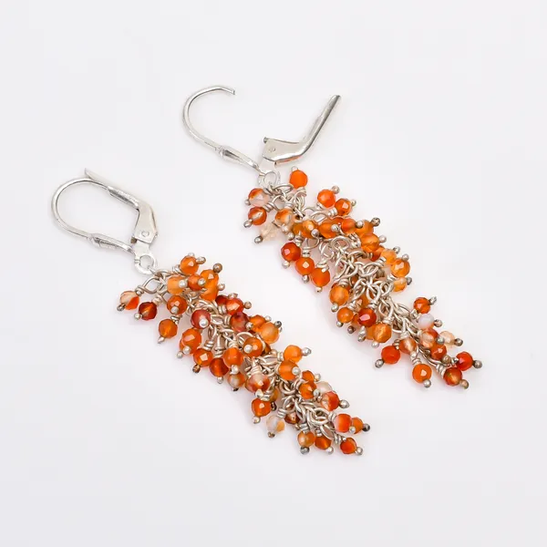 Orange_Carnelian_Sterling_Silver_Grape_Drop_Earrings_For_Women