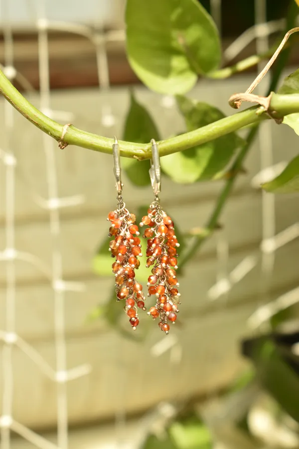 Orange_Carnelian_Sterling_Silver_Grape_Drop_Earrings_For_Women