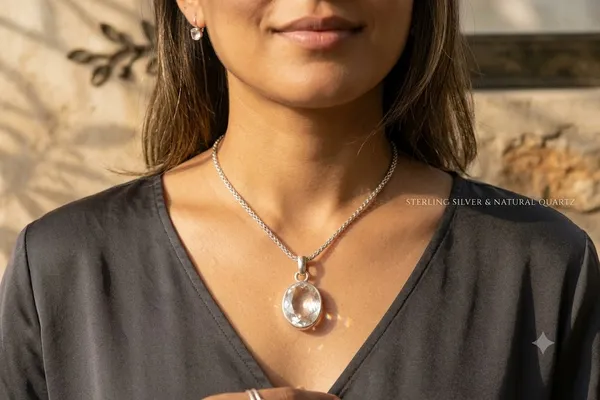 Colorless_925_Sterling_Silver_Oval_Crystal_Quartz_Pendant