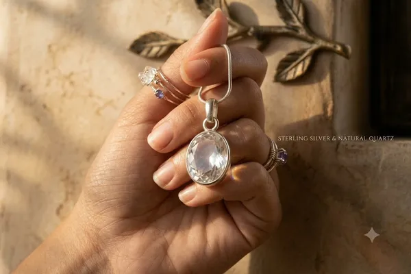 Colorless_925_Sterling_Silver_Oval_Crystal_Quartz_Pendant