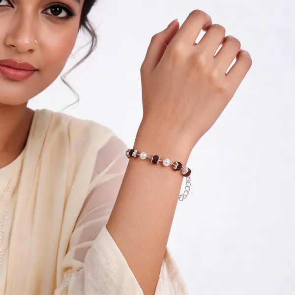 Brown_Rudraksha_Freshwater_Pearl_925_Sterling_Silver_Bracelet_Unisex
