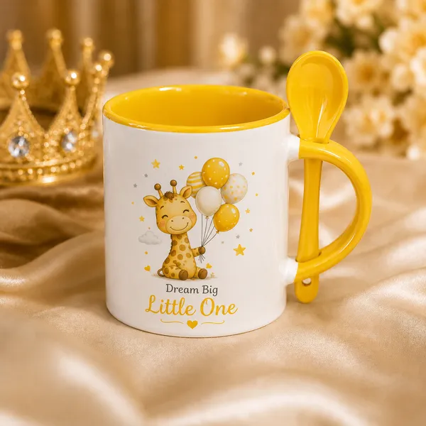 Ceramic_Yellow_And_White_Mug_With_Spoon