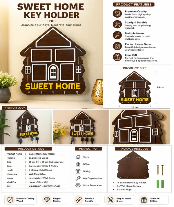 Engineered_Wood_Rustic_Sweet_Home_Key_Holder