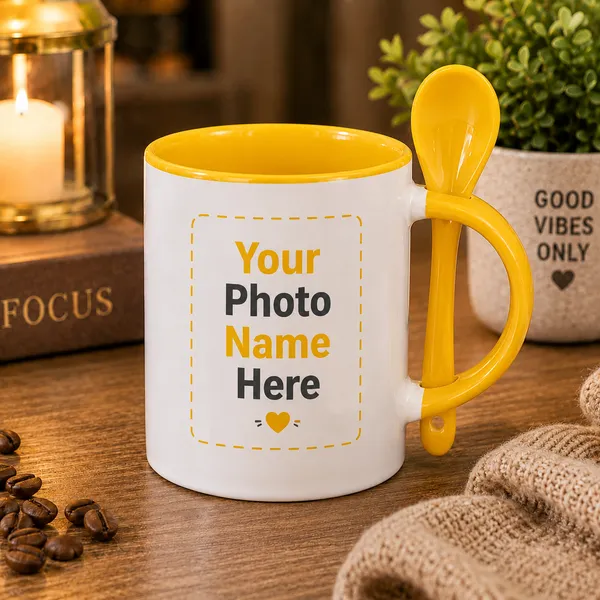 Ceramic_Yellow_And_White_Mug_With_Spoon