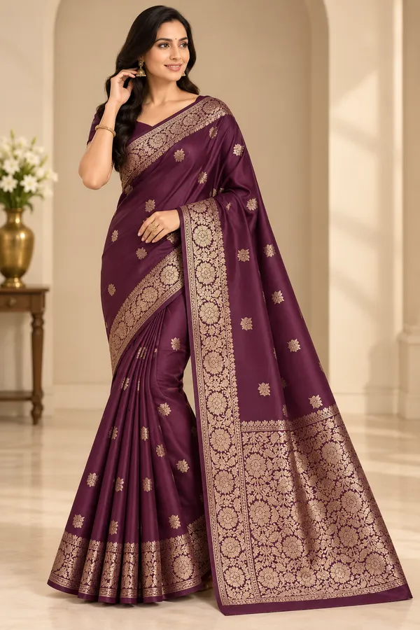 Wine_Colour_soft_silk_Saree_with_Zari_Border