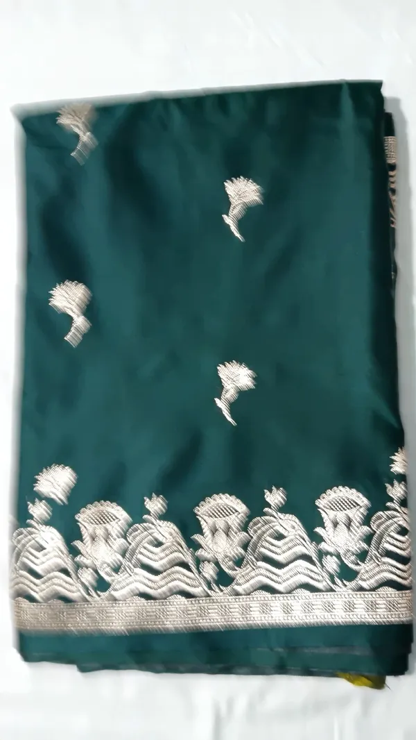 Teal_Silk_Blend_Floral_Border_Saree_for_Women