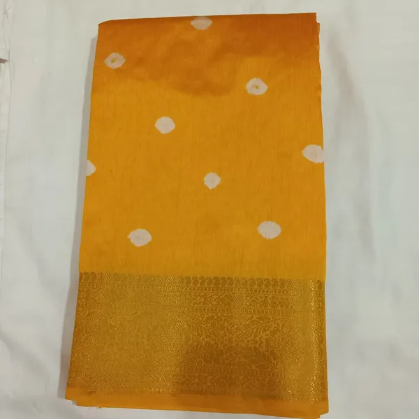 YELLOW_Polka_Dot_Saree_With_Woven_Border_for_Women