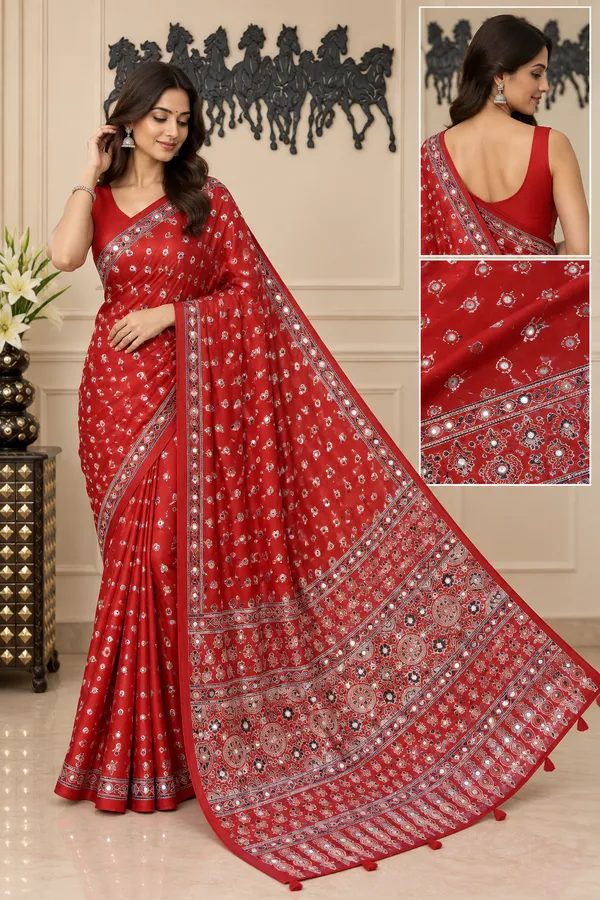 Red_Printed_Saree_For_Women