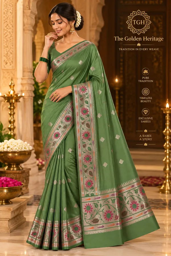 Green_Woven_Floral_Zari_Saree_for_Women