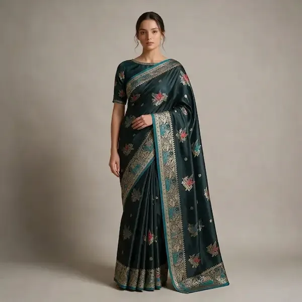 Teal-Mashru_Silk_Katan_Tanchoi_Silk_Saree