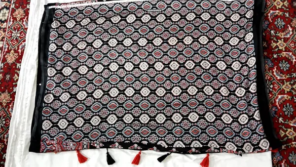 Premium_Ajrakh_Crepe_Silk_Light_Mirror_Work_Saree_