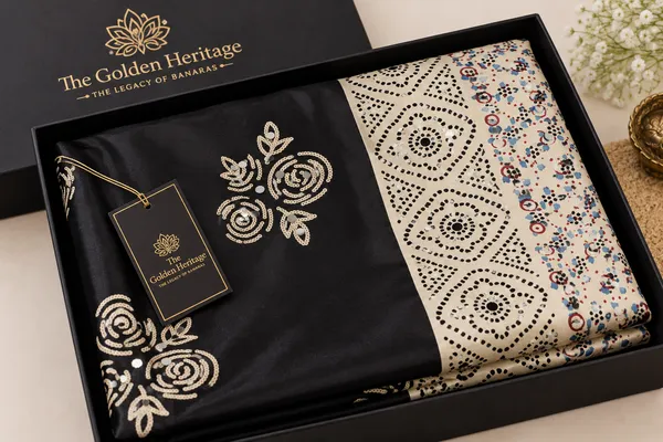 Premium_Black_Gazi_Silk_Saree_with_Light_Mirror_Work_&_Ajrakh_Design_Pallu