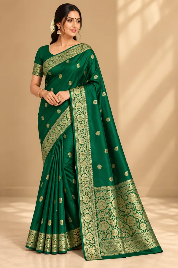 Parrot_Green_Banarasi_Soft_Silk_with_Zari_border