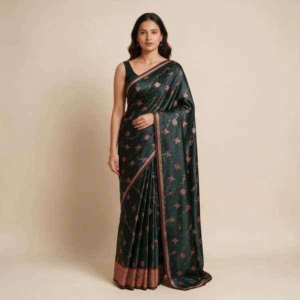 Forest_Green_Mashru_Silk_Katan_Tanchoi_Silk_Saree