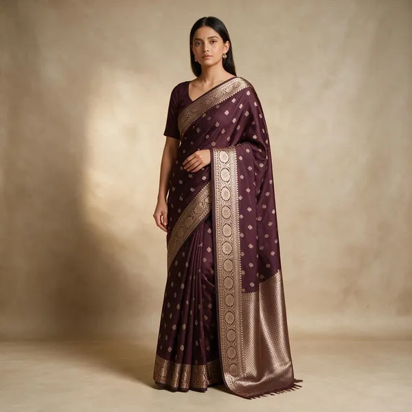Dark_Brown_-Banarasi_Silk_Saree