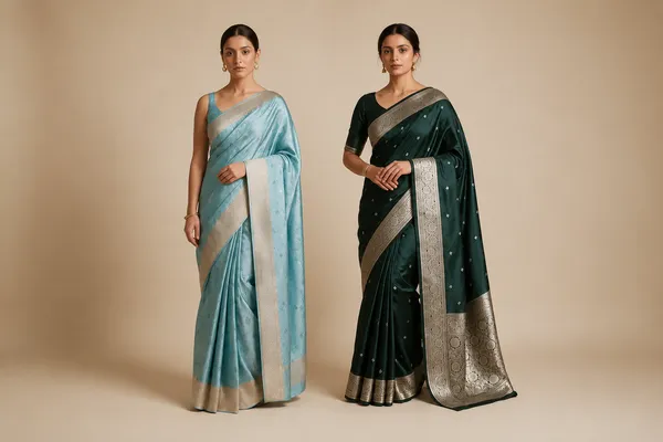 Green_And_Blue-Mashru_Silk_Katan_Tanchoi_Silk_Pack_Of_2