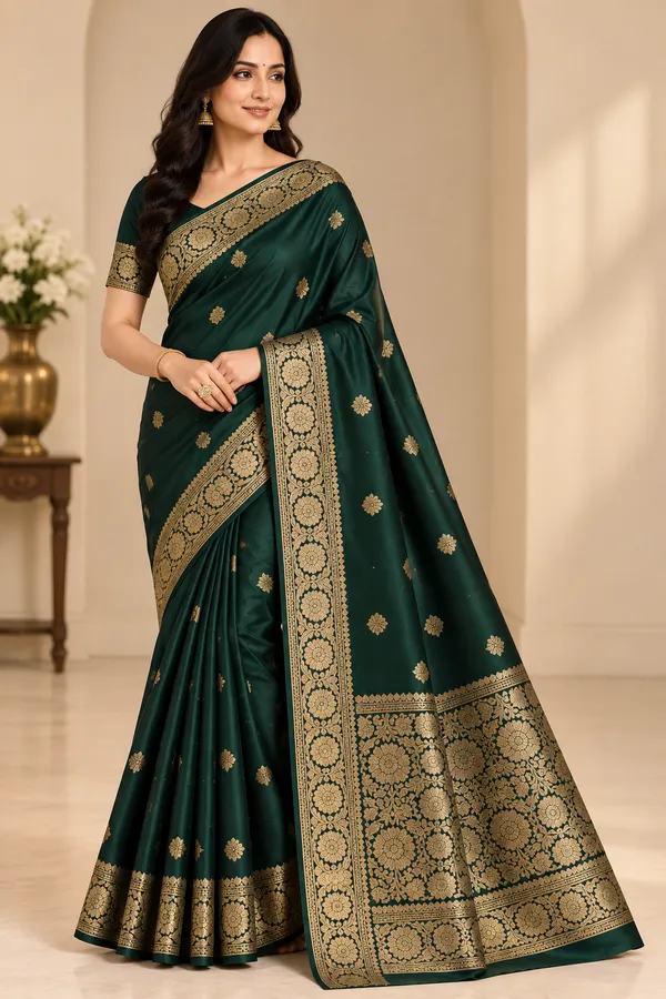 Emerald_Green_Soft_Silk_Zari_Border_Saree_