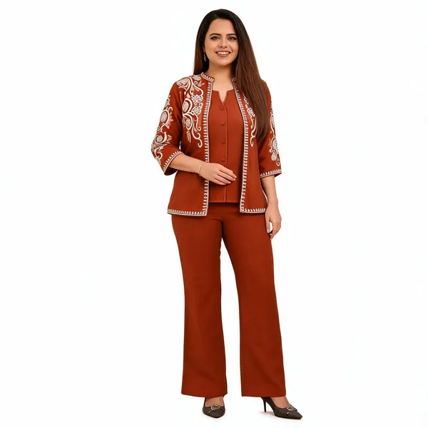 Rust_Embroidered_Ethnic_Co_Ord_Set_For_Women