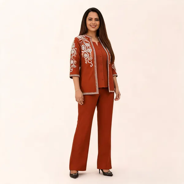 Rust_Embroidered_Ethnic_Co_Ord_Set_For_Women