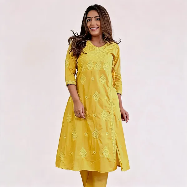 Yellow_Floral_A_Line_Kurta_Set_For_Women