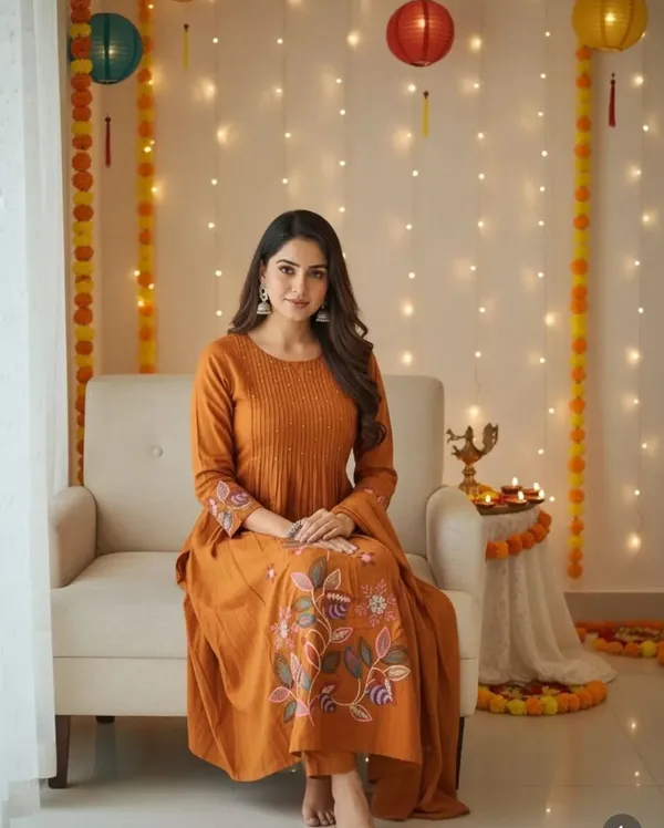 Orange_Embroidered_Anarkali_Kurta_For_Women