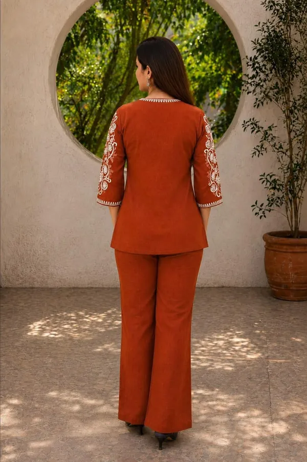 Rust_Embroidered_Ethnic_Co_Ord_Set_For_Women