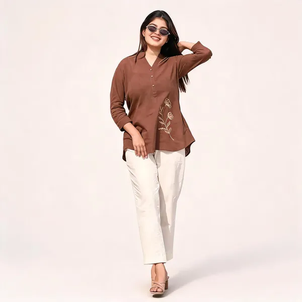 Brown_Printed_Straight_Kurta_For_Women