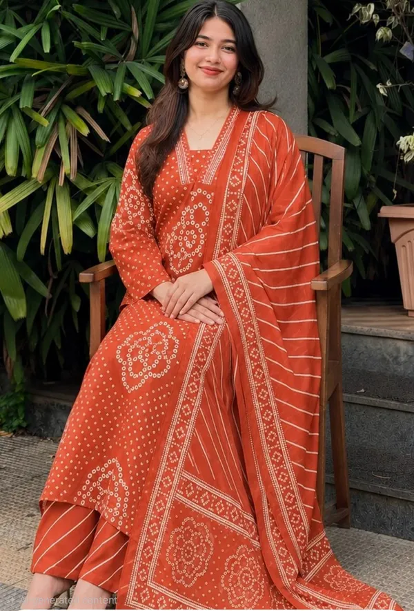 Orange_Rust.._Cotton_3-Piece_Kurta_Set_For_Women