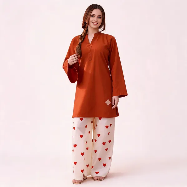 Orange_Solid_Straight_Kurta_For_Women