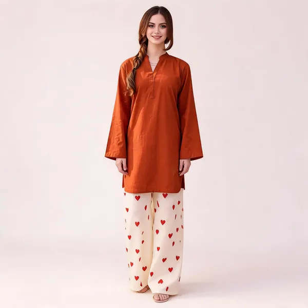 Orange_Solid_Straight_Kurta_For_Women