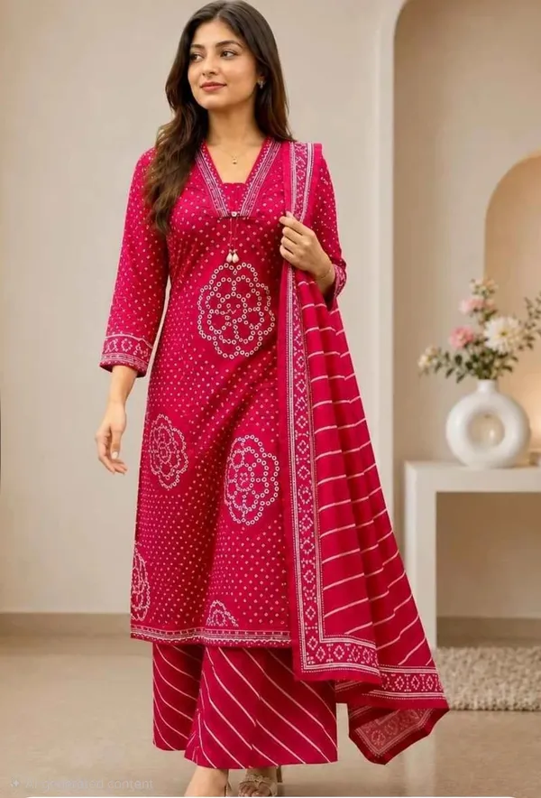 Rani_Pink_Cotton_3-Piece_Kurta_Set_For_Women