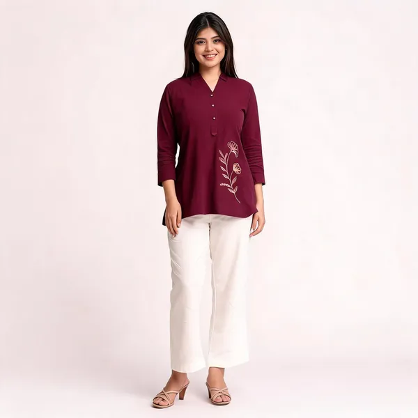 Maroon_Embroidered_Straight_Kurta_For_Women