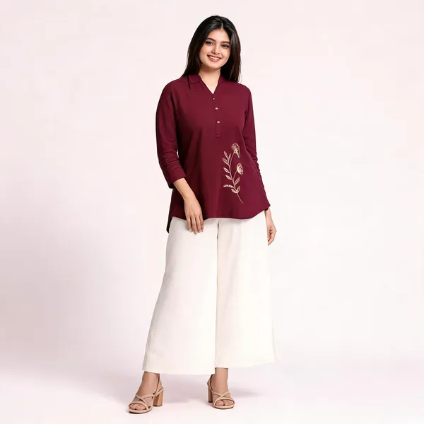 Maroon_Embroidered_Straight_Kurta_For_Women