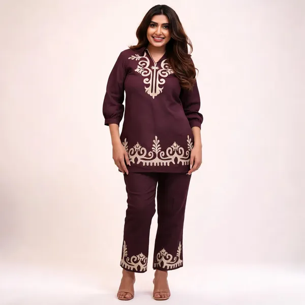 Maroon_Embellished_Cord_Set_For_Women
