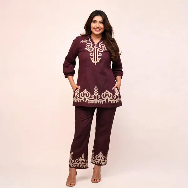 Maroon_Embellished_Cord_Set_For_Women