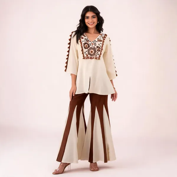 Cream_Embroidered_Kurta_Palazzo_Set_For_Women