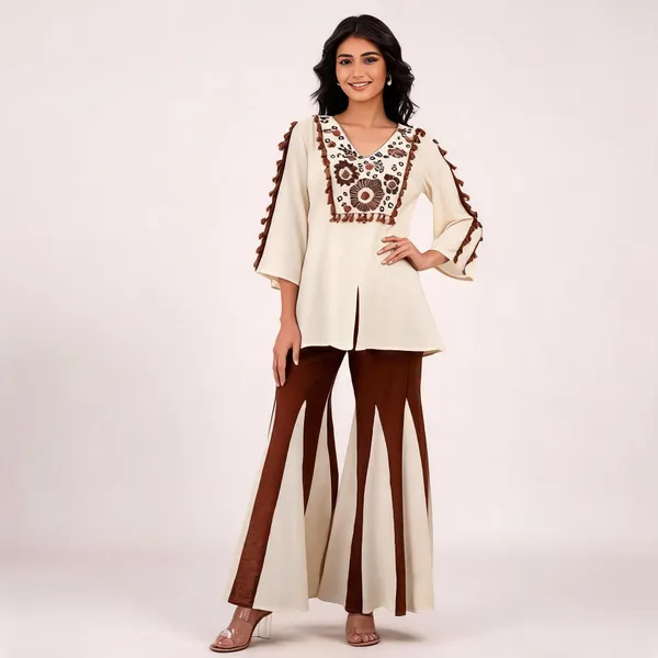 Cream_Embroidered_Kurta_Palazzo_Set_For_Women