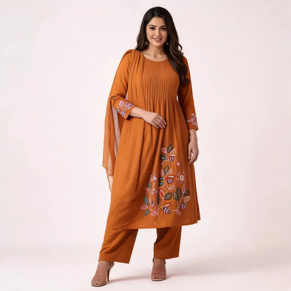 Orange_Embroidered_Anarkali_Kurta_For_Women