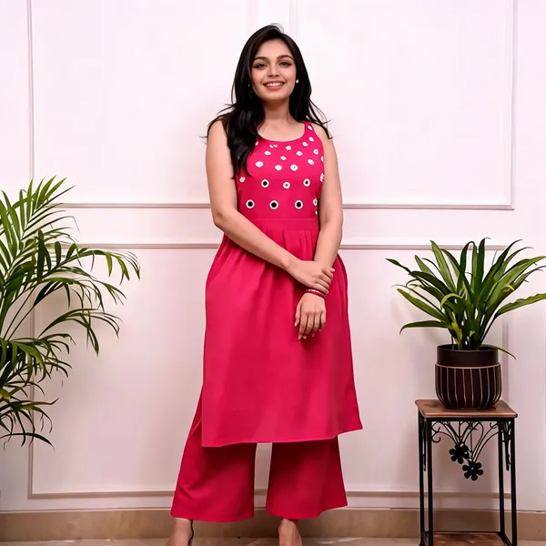 Pink_Sleeveless_Kurta_Set_For_Women