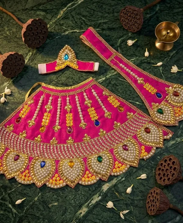 Lovely_Magenta_Mata_Rani_Lehenga,_Patka_&_Mukut_Set