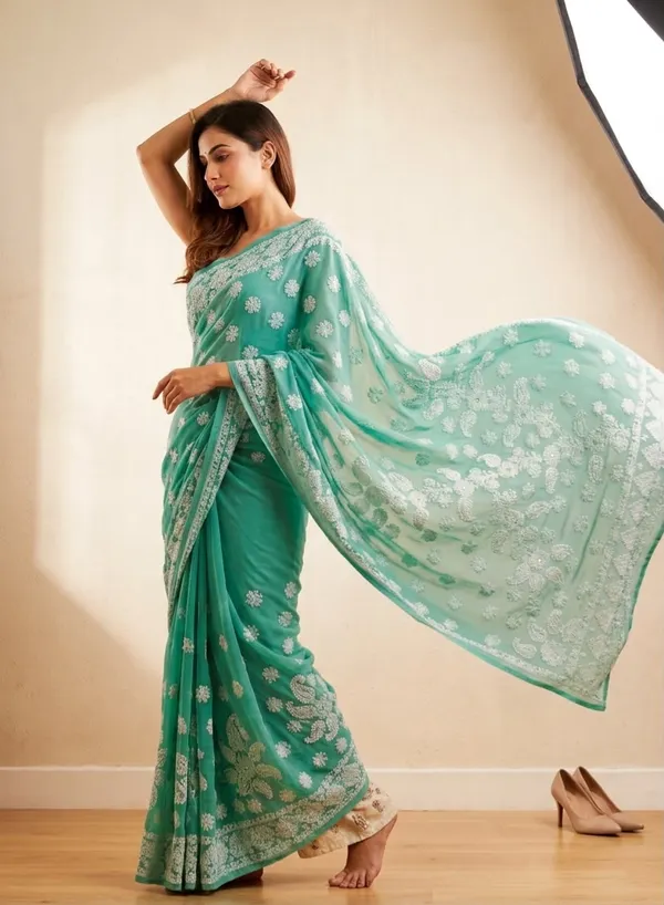 Aqua_Green_Embroidered_Saree