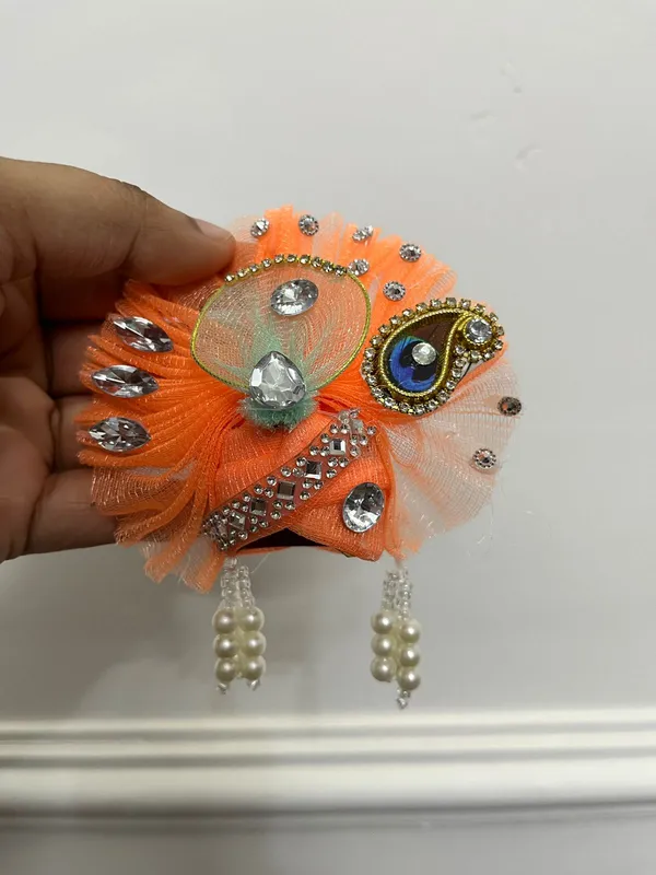 Orange_Organza_Embellished_Floral_Hair_Accessory_for_Women
