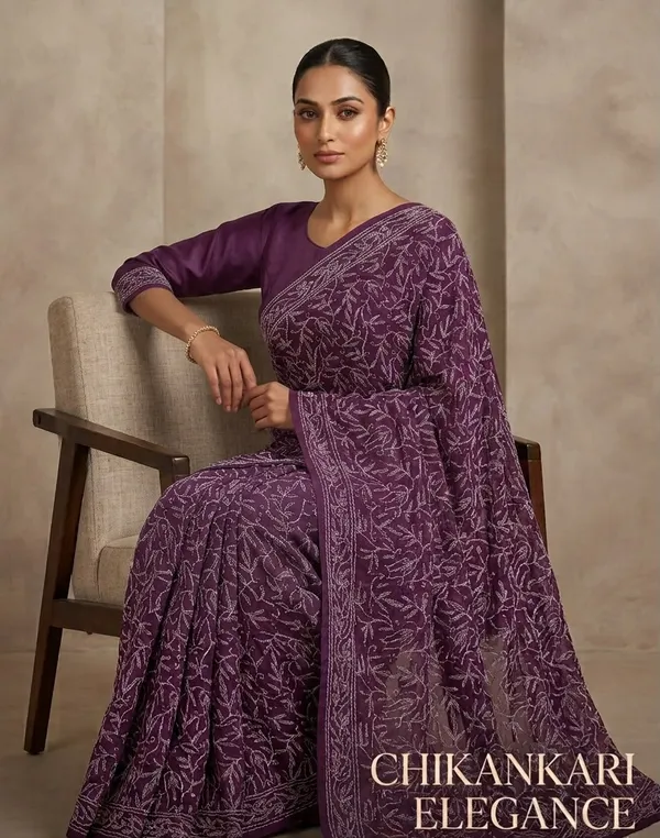 Gorgeous_Magenta_Hand_Embroidered_Chikankari_Saree