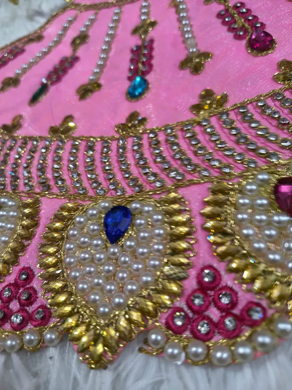 Lovely_Pink_Mata_Rani_Lehenga,_Patka_&_Mukut_Set