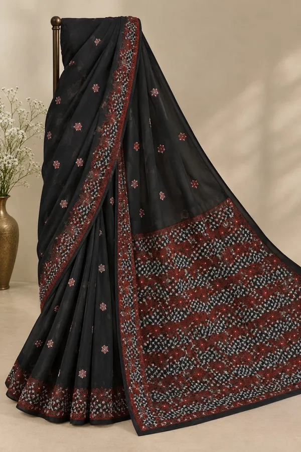 Midnight_Noir_Embroidered_Chikankari_Saree