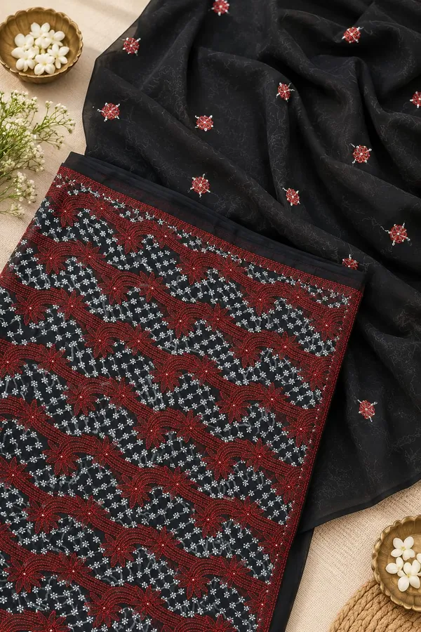 Midnight_Noir_Embroidered_Chikankari_Saree